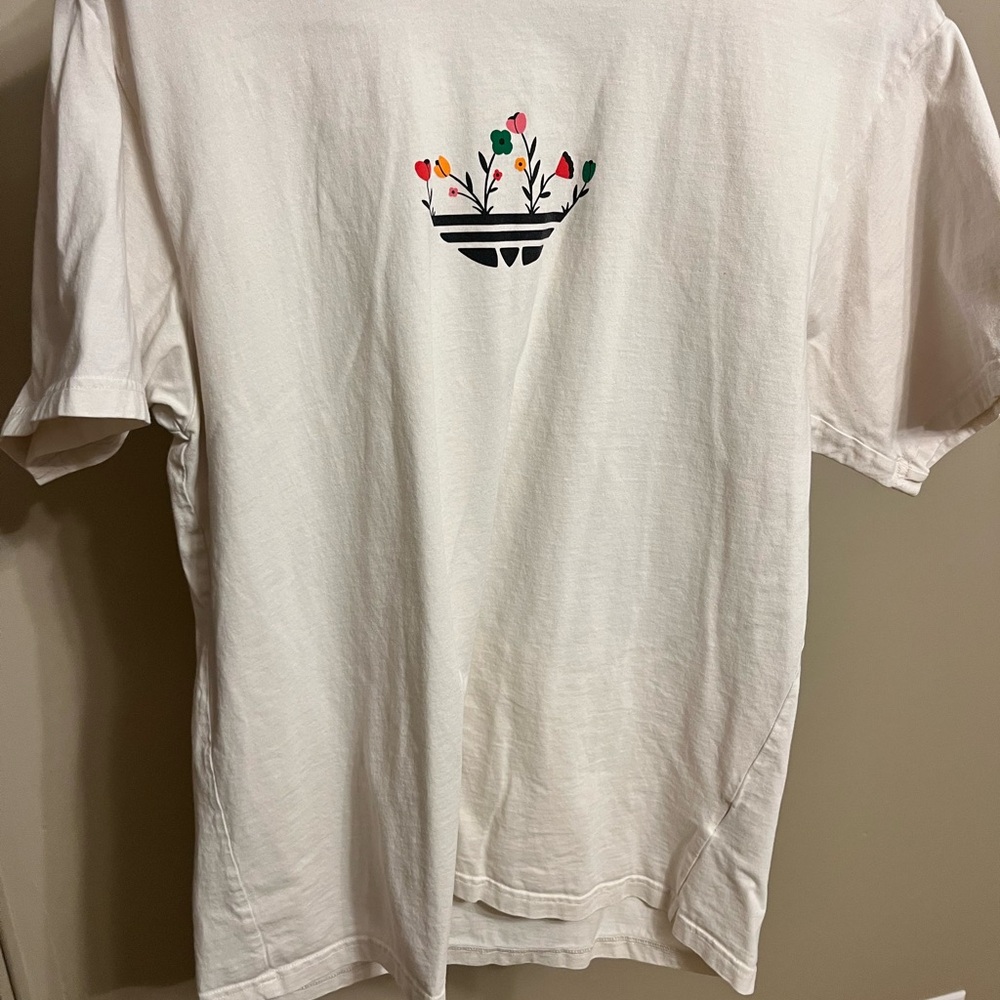 Adidas White Floral Graphic Men's Tee